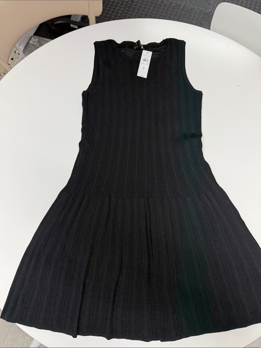 NWT Ann Taylor Sleeveless Sweater Black Fit-and-Flare Dress